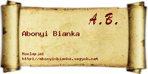Abonyi Bianka névjegykártya